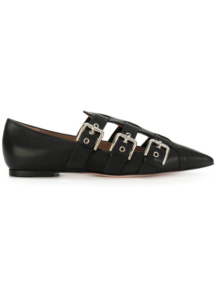 Red Valentino Buckle Strap Loafers - Black