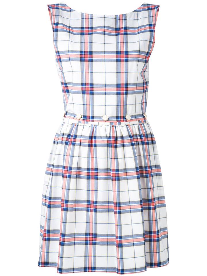 Maison Kitsuné - Checked Flared Dress - Women - Cotton - 38, White, Cotton