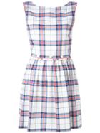 Maison Kitsuné - Checked Flared Dress - Women - Cotton - 38, White, Cotton