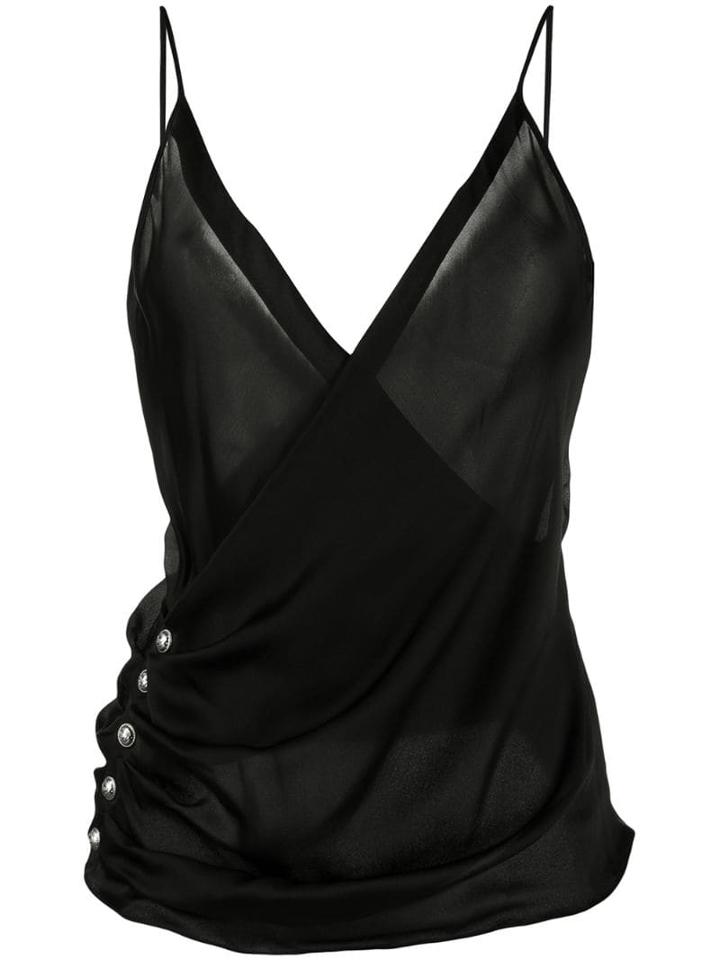 Balmain Wrap Front Tank Top - Black
