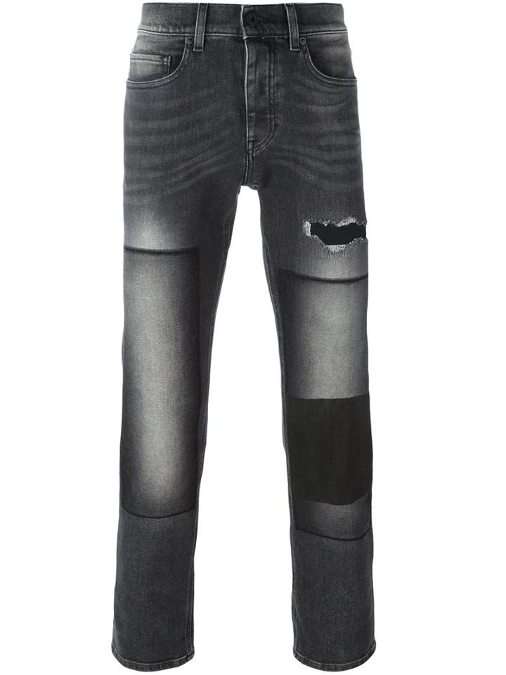 Pence Frayed Washed Skinny Trousers, Men's, Size: 44, Grey, Cotton/spandex/elastane