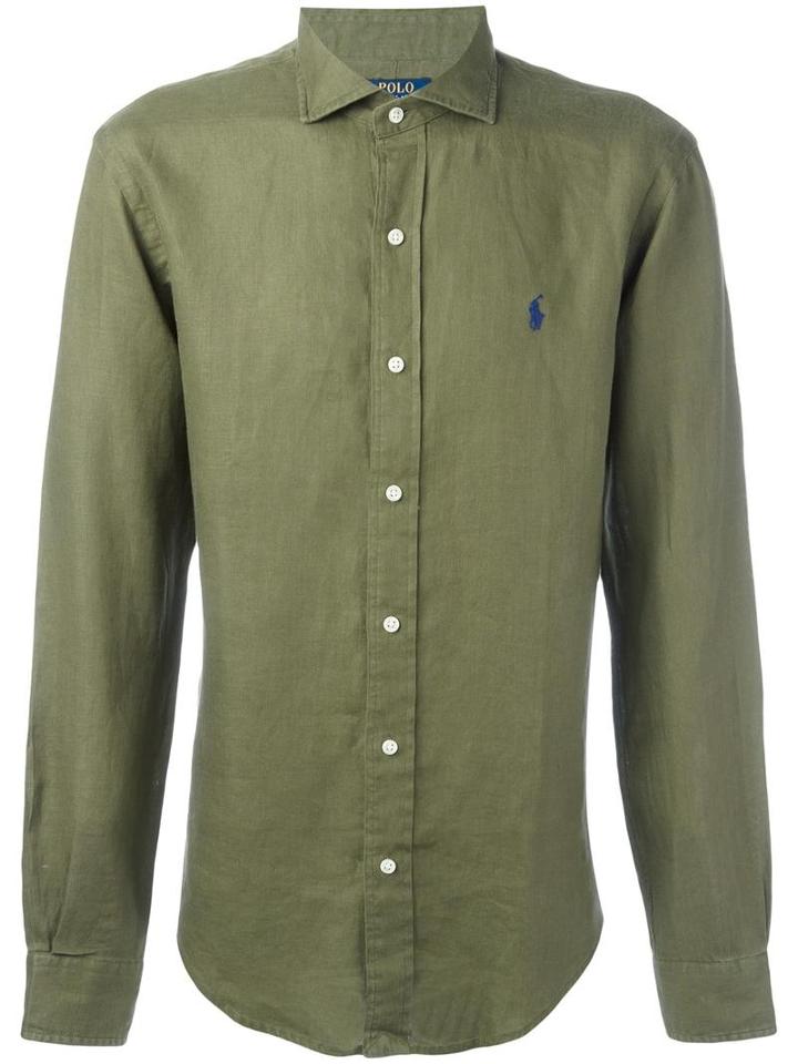 Polo Ralph Lauren Chest Embroidery Shirt, Men's, Size: Medium, Green, Linen/flax