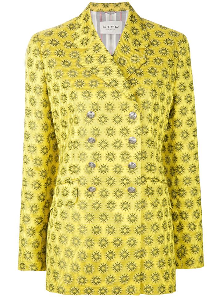Etro Silk Double Breasted Blazer - Yellow & Orange