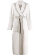 Lorena Antoniazzi Two Tone Belted Coat - White
