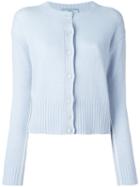 Prada Ribbed Detail Cardigan, Women's, Size: 40, Blue, Cashmere/wool