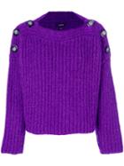 Isabel Marant - Button Shoulder Sweater - Women - Polyester/wool/alpaca - 36, Pink/purple, Polyester/wool/alpaca