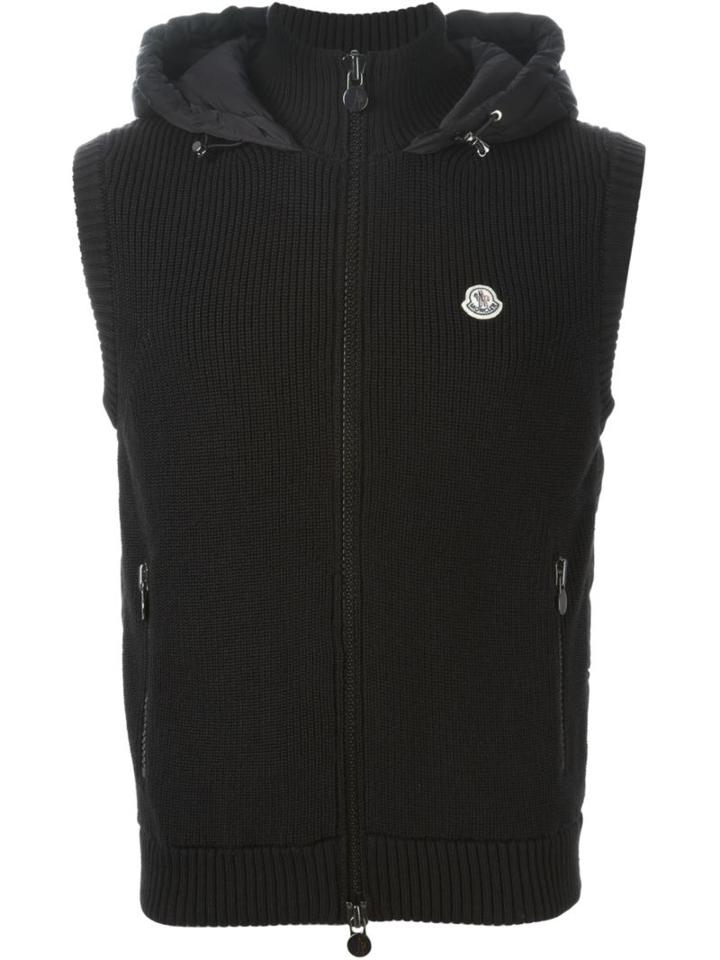 Moncler Knitted Front Gilet, Men's, Size: Medium, Black, Feather Down/acrylic/wool
