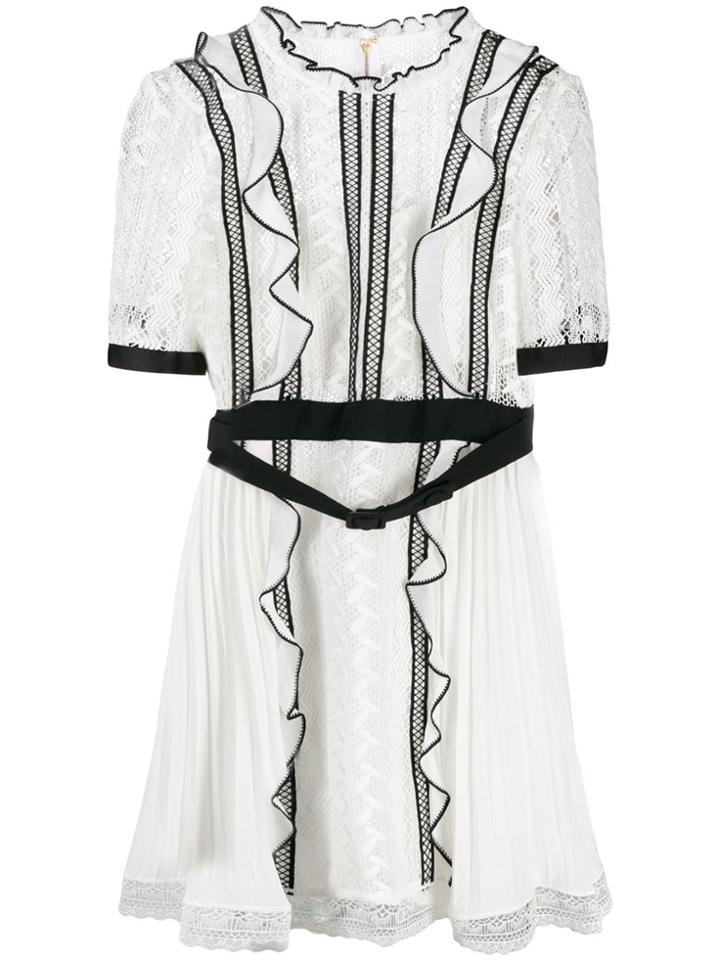 Self-portrait Lace-frilled Mini Dress - White