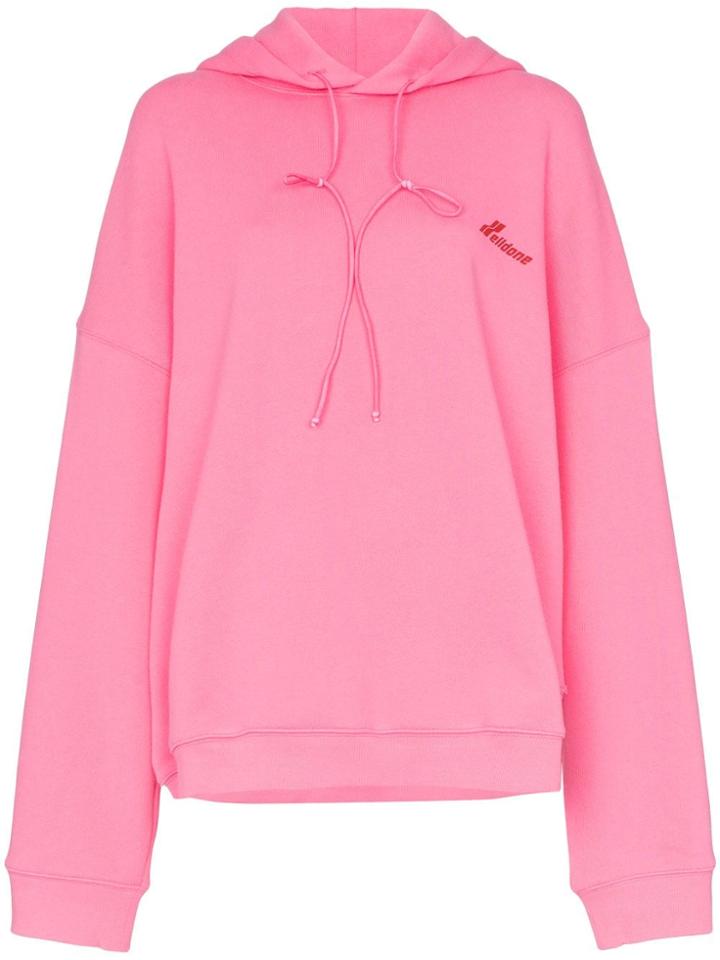 We11done Cotton Logo Drawstring Hoodie - Pink
