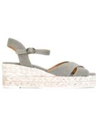 Castañer Blaudell Platform Sandals, Women's, Size: 37, Grey, Cotton/raffia/rubber