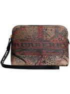Burberry Doodle Print Check Pouch - Brown