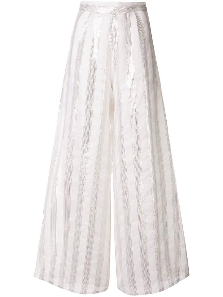 Taller Marmo Striped Wide Leg Trousers - White