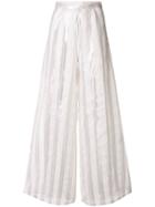 Taller Marmo Striped Wide Leg Trousers - White