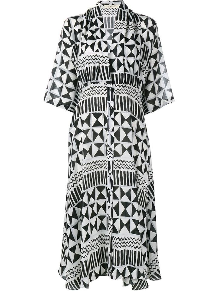 Tata Naka Maria Alexan Geometric Print Silk Dress