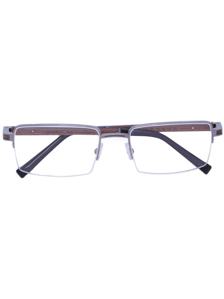 Gold And Wood - Wood Detail Glasses - Men - Wood/acetate/metal - 55, Brown, Wood/acetate/metal