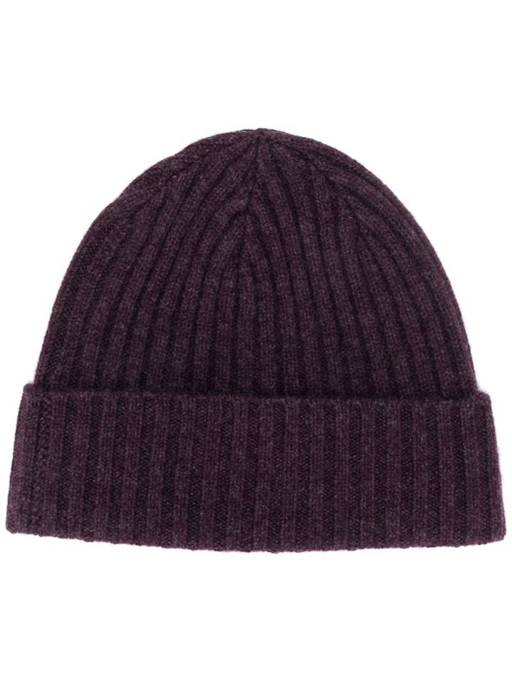 N.peal Chunky Ribbed Hat - Purple