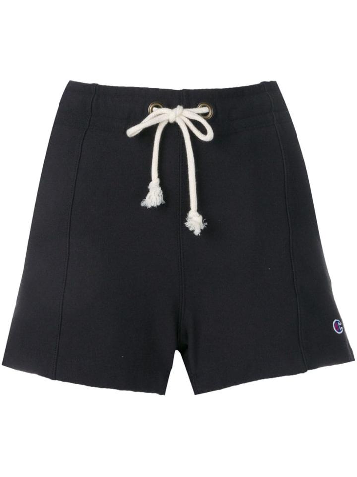 Champion Logo Patch Track Shorts - Black