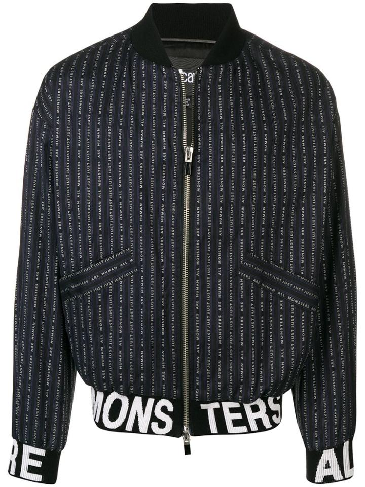 Just Cavalli Slogan Print Bomber Jacket - Black
