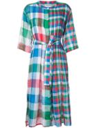 Tsumori Chisato - Checked Pleated Bib Dress - Women - Cotton - M, Women's, Cotton