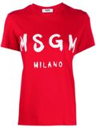 Msgm Brushed Logo T-shirt - Red
