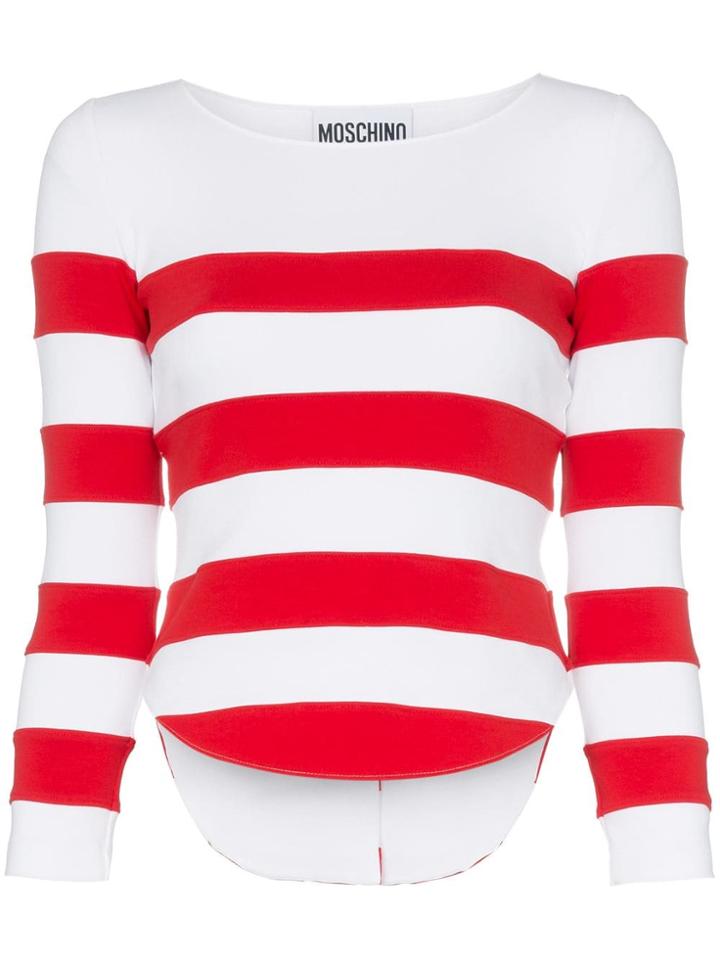 Moschino Stripe Fitted Long Sleeved Top - Red