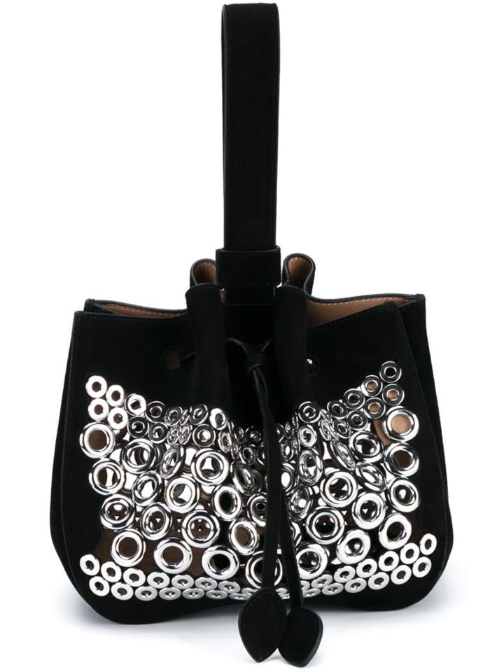 Alaïa Eyelet Embellished Clutch, Women's, Black, Suede/metal