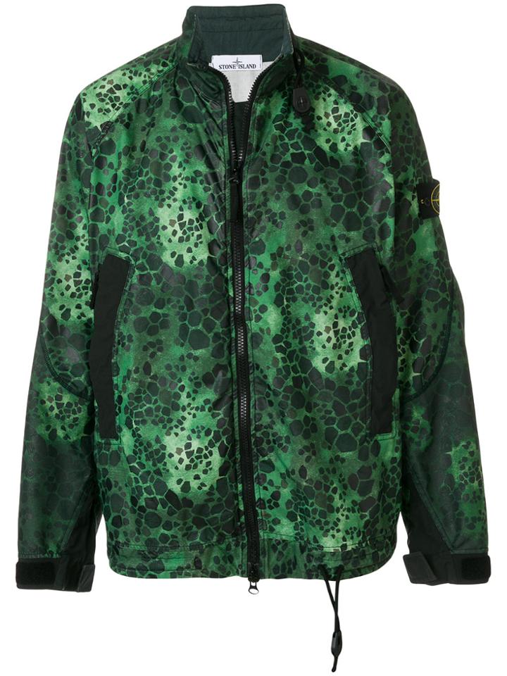 Stone Island Alligator Camouflage Bomber Jacket - Green