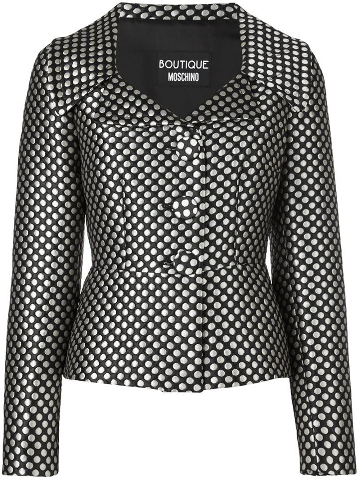 Boutique Moschino Polka Dot Jacket, Women's, Size: 42, Black, Polyester/polyamide/acetate/rayon