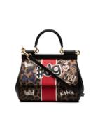 Dolce & Gabbana Small Sicily Leopard And Graffiti Shoulder Bag -