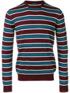 Prada Round Neck Striped Pullover - Red