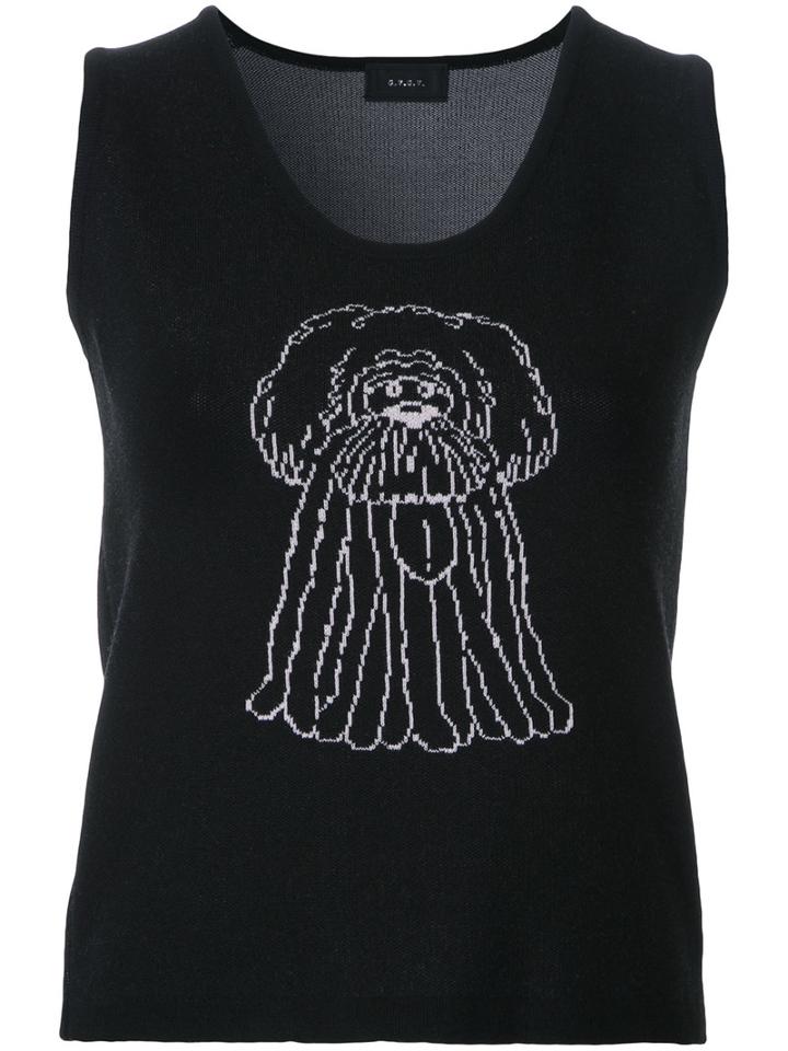 G.v.g.v. Cartoon Knit Tank Top, Size: Xs, Black, Cotton/polyester/rayon