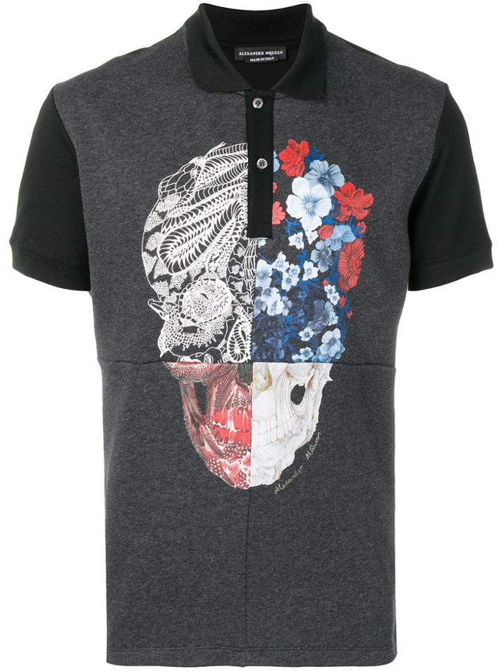 Alexander Mcqueen Patchwork Polo Top - Grey