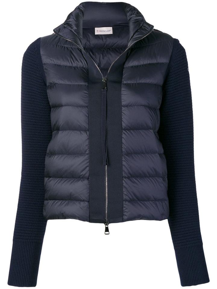 Moncler Knit-panel Padded Jacket - Blue