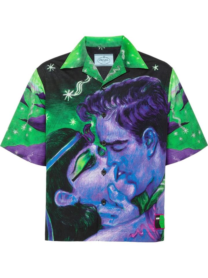 Prada Printed Poplin Shirt - Purple