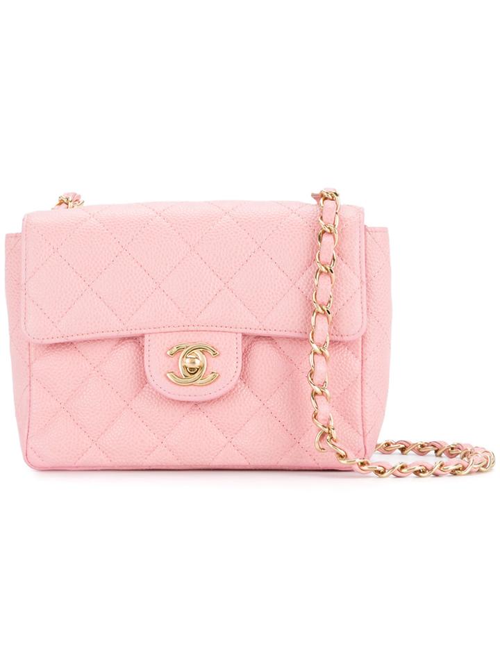 Chanel Vintage Quilted Cc Single Chain Shoulder Bag - Pink & Purple