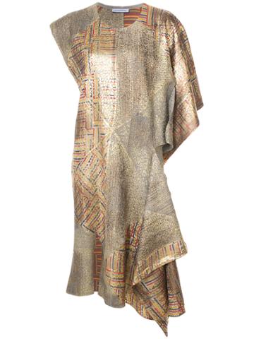Jw Anderson Asymmetric-detail Patchwork Dress - Metallic