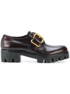 Prada Buckle Detail Lace Up Shoes - Red