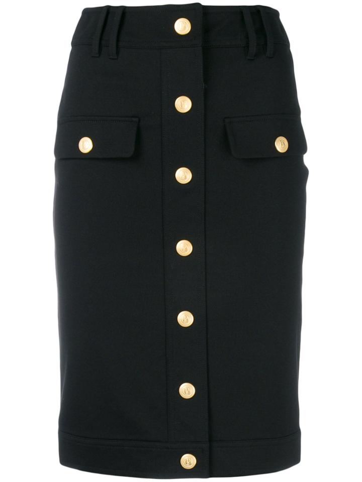 Pierre Balmain Buttoned Fitted Skirt - Black
