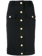 Pierre Balmain Buttoned Fitted Skirt - Black