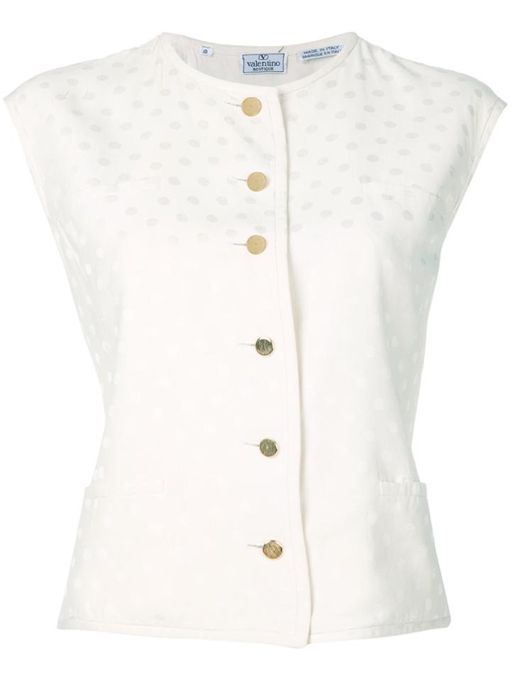 Valentino Vintage Tonal Dots Buttoned Blouse - Nude & Neutrals