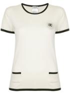 Chanel Vintage Logo Contrast Short-sleeve Top - White