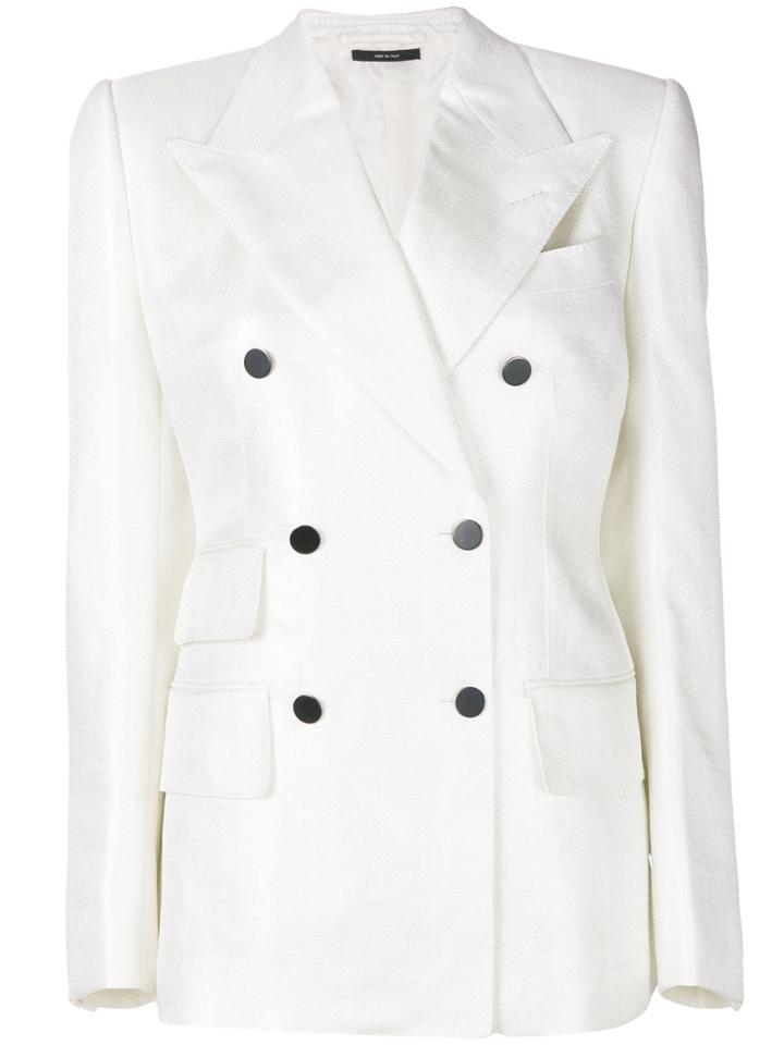 Tom Ford Front Button Embellished Jacket - White