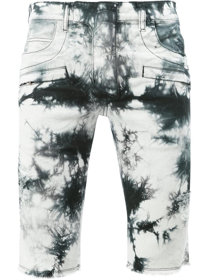 Balmain Tie Dye Denim Shorts - Black