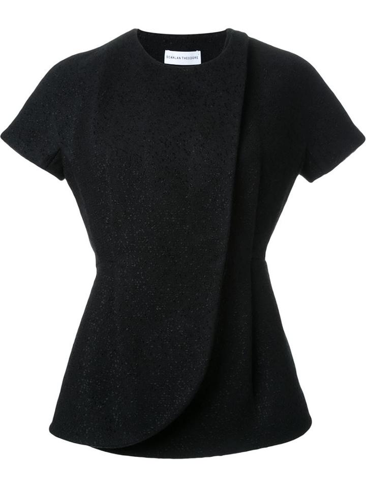 Scanlan Theodore Punched Bouclé Top, Women's, Size: 10, Black, Virgin Wool