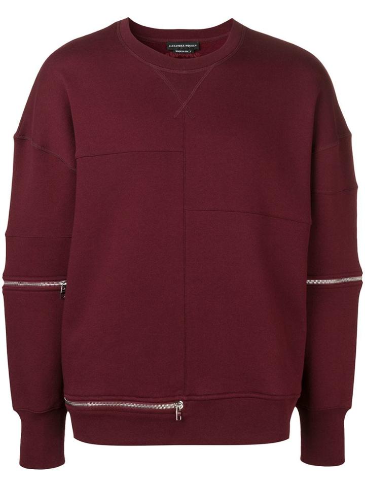 Alexander Mcqueen Zip Trim Sweatshirt - Red