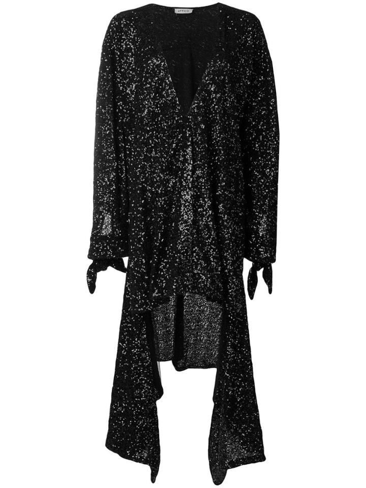 Attico Sequined Asymmetric Dress - Black