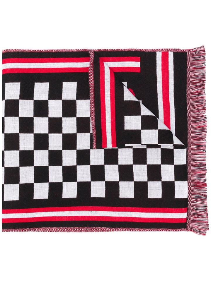Mcq Alexander Mcqueen Check Print Logo Scarf - Red