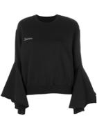 Facetasm Graphic Ruffle Sleeve Sweatshirt - Black