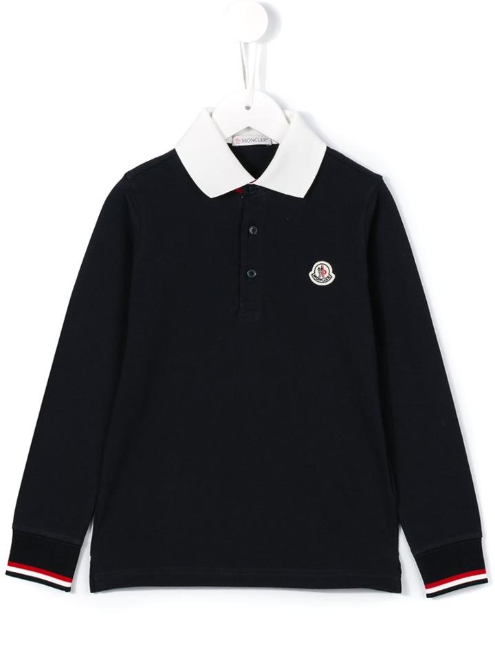 Moncler Kids Long Sleeve Polo Shirt, Boy's, Size: 6 Yrs, Blue