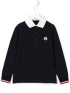Moncler Kids Long Sleeve Polo Shirt, Boy's, Size: 6 Yrs, Blue